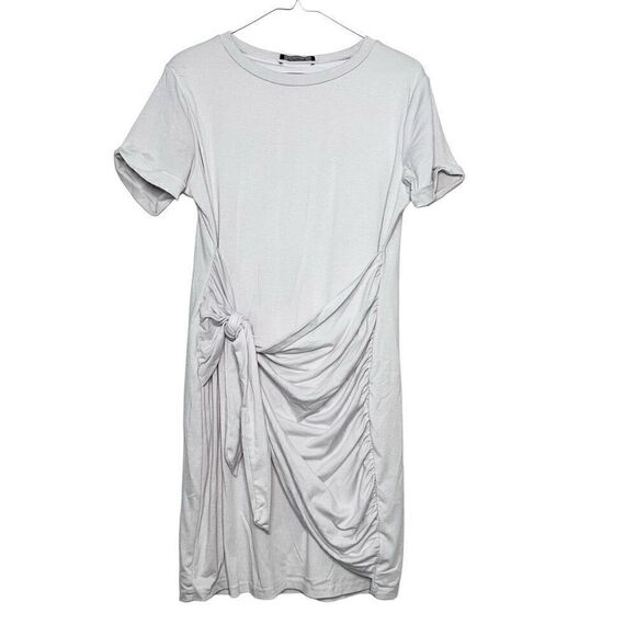 Lillusory  Short Sleeve Wrap Bodycon Ruched Tie Waist Summer Dress White Large - Picture 1 of 3